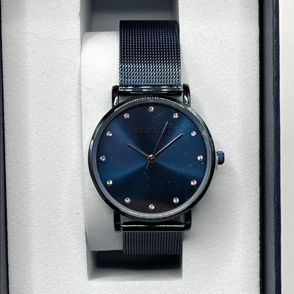 NWOT Sophie & Freda Women's Blue Watch with Swarovski Crystals